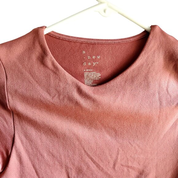 A New Day Rust Long Sleeve Bodysuit X-Small Cotton Blend Machine washable - Picture 2 of 5